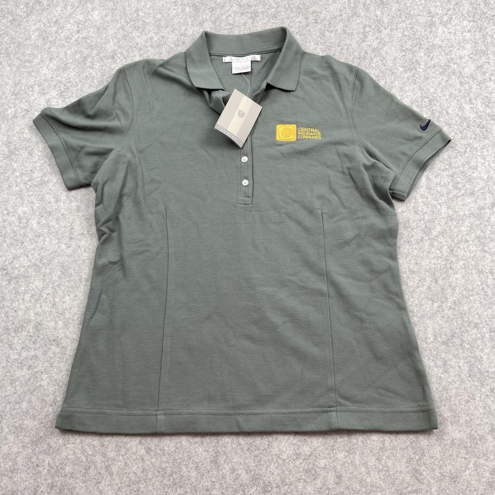 Nike Golf Polo Shirt Womens Medium Green Central Insurance Companies Logo